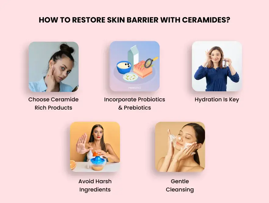 Serum bottles with peptides and ceramides, highlighting incorporate peptides and ceramides into your routine for firmer mature skin.