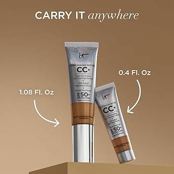 IT Cosmetics Your Skin But Better CC+ Cream with brown background