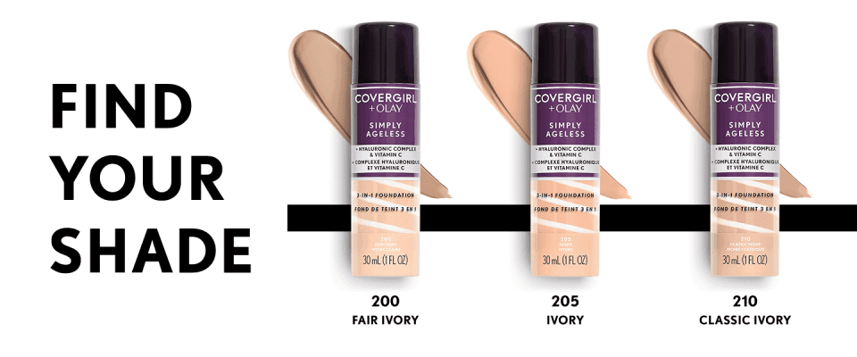 COVERGIRL + Olay Simply Ageless 3-in-1 Liquid Foundation find your shade