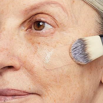 mature woamn trying the Best Foundation for Mature Skin