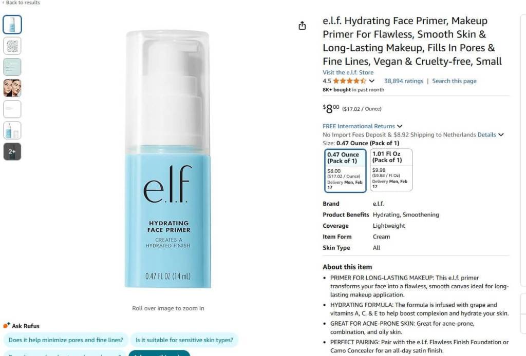 e.l.f. Hydrating Face Primer price