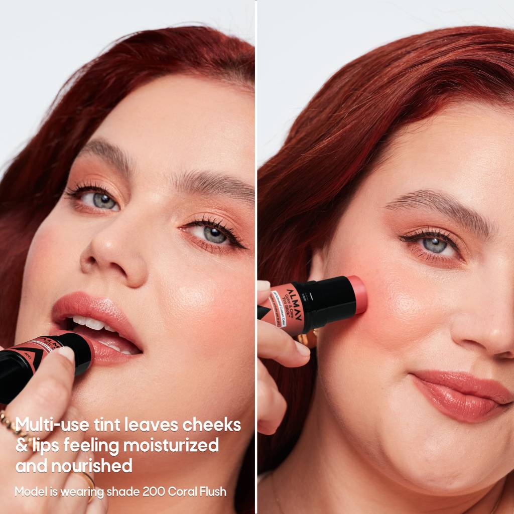 Almay Color & Care Lip + Cheek Tint (Oil-in-Stick) woman trying it