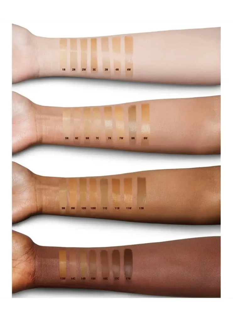Swatch of Beautiful Skin on mature skin, showing the glowy, skin-like finish up close.