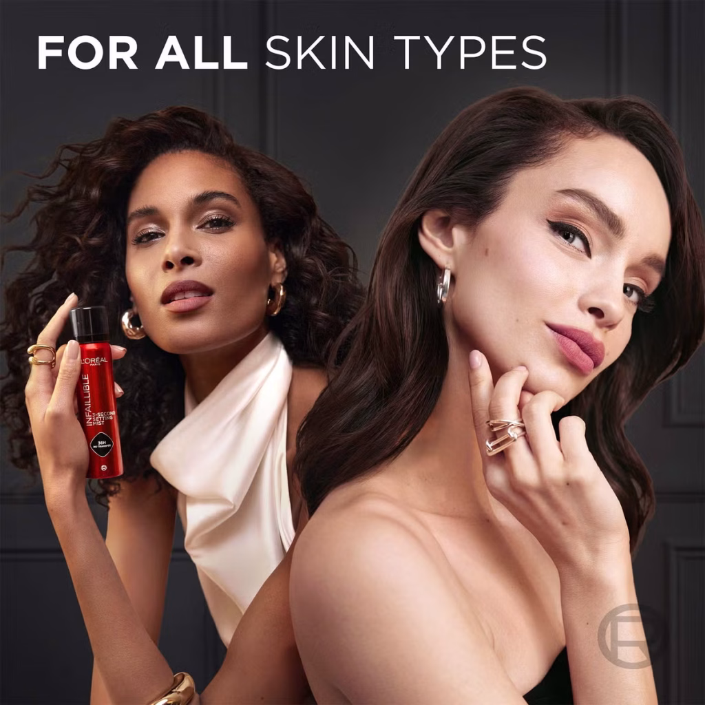 2 models trying the L’Oréal Paris Infallible Pro-Spray