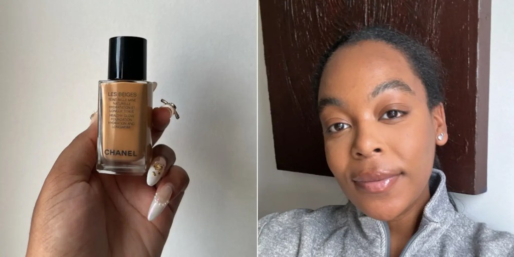 Chanel Les Beiges Healthy Glow Foundation and a black woman that tried the foundation