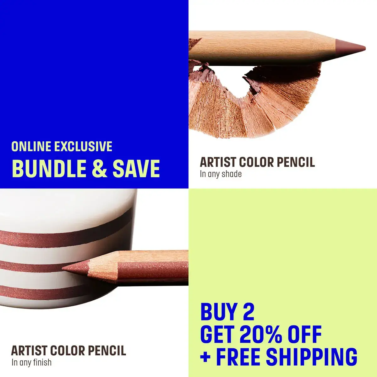 Official MAKE UP FOR EVER Artist Color Pencil image showing product tips and finish examples